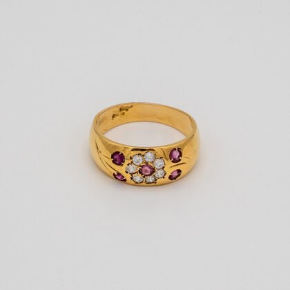 Gold and Zirconian Ring 18kt (17.5)
