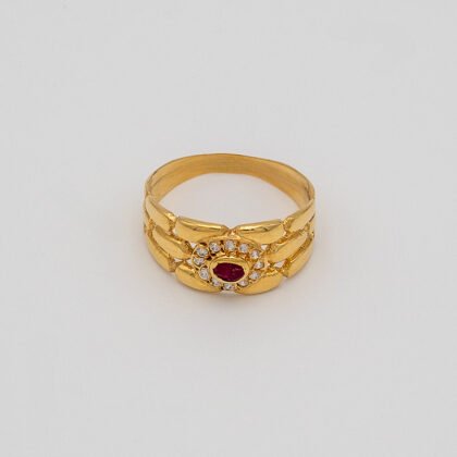 Gold ring and pink Zirconian 18kt (17)