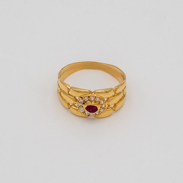 Gold ring and pink Zirconian 18kt (17)