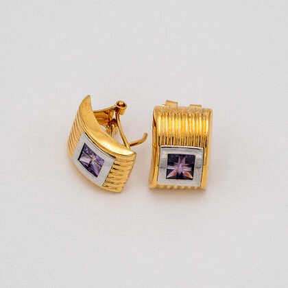 Gold and white earring 18kt