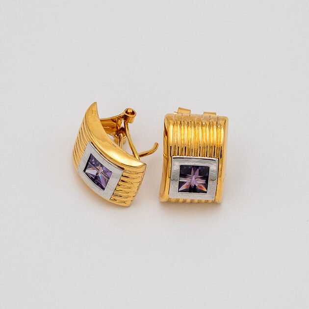 Gold and white earring 18kt