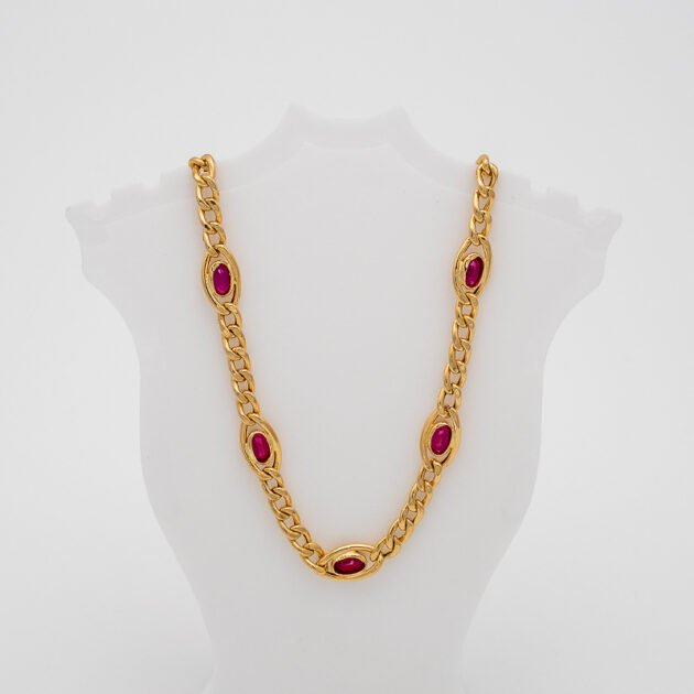 18kt chain pink stone (48)