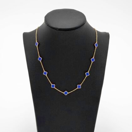 Collar de 14kt con diseño tipo flor en azul