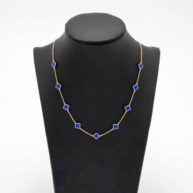 Collar de 14kt con diseño tipo flor en azul