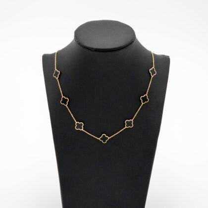 Collar de 14kt de diseño flor de 4 hojas