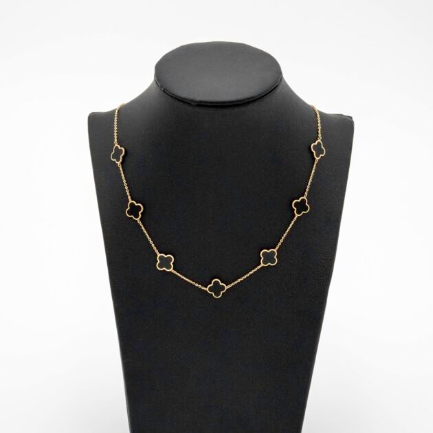 Collar de 14kt de diseño flor de 4 hojas